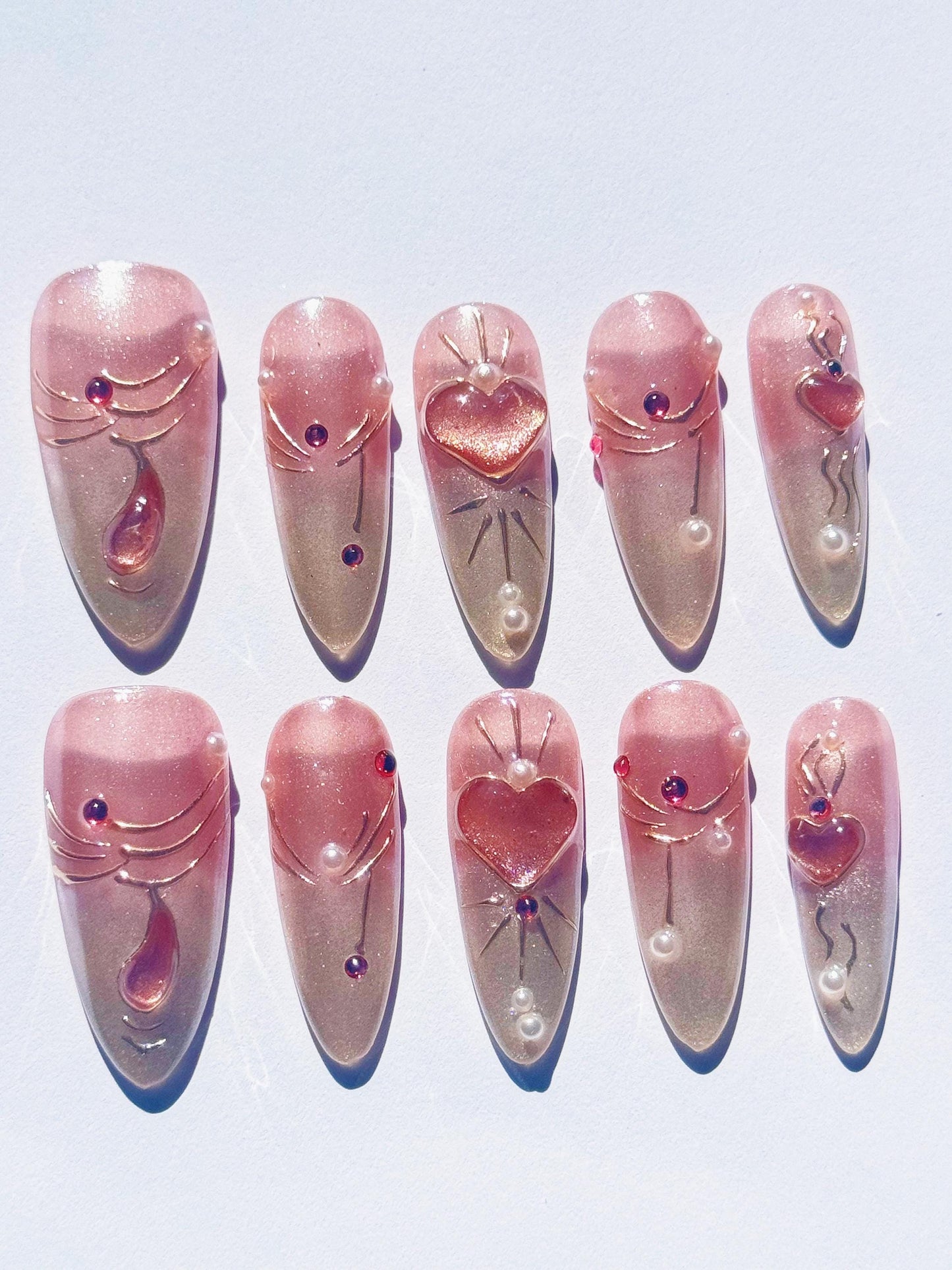 Pink Heart 3d Press on