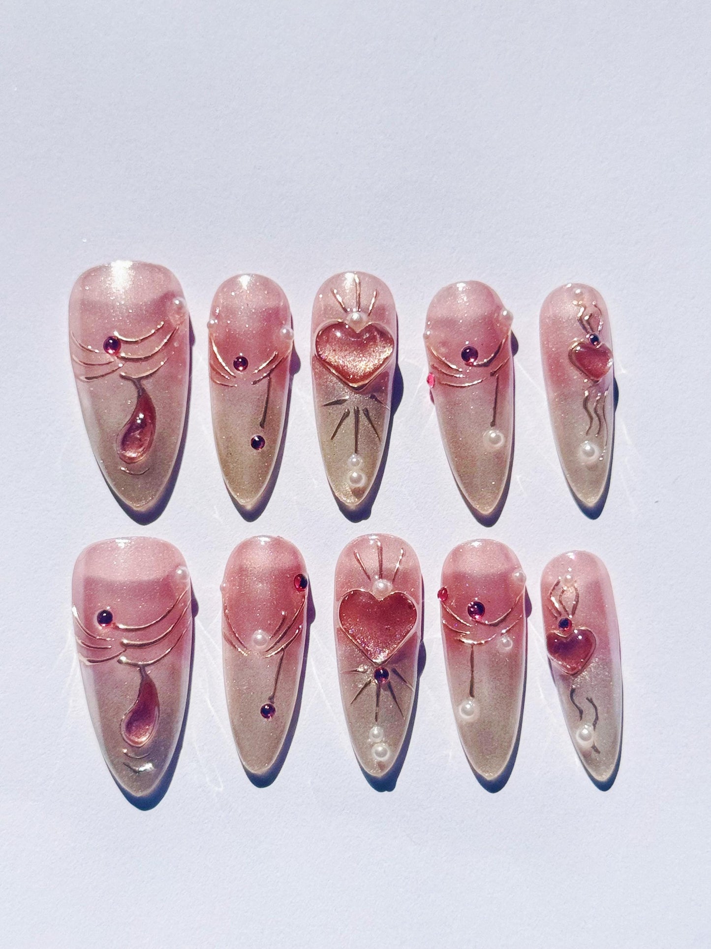 Pink Heart 3d Press on