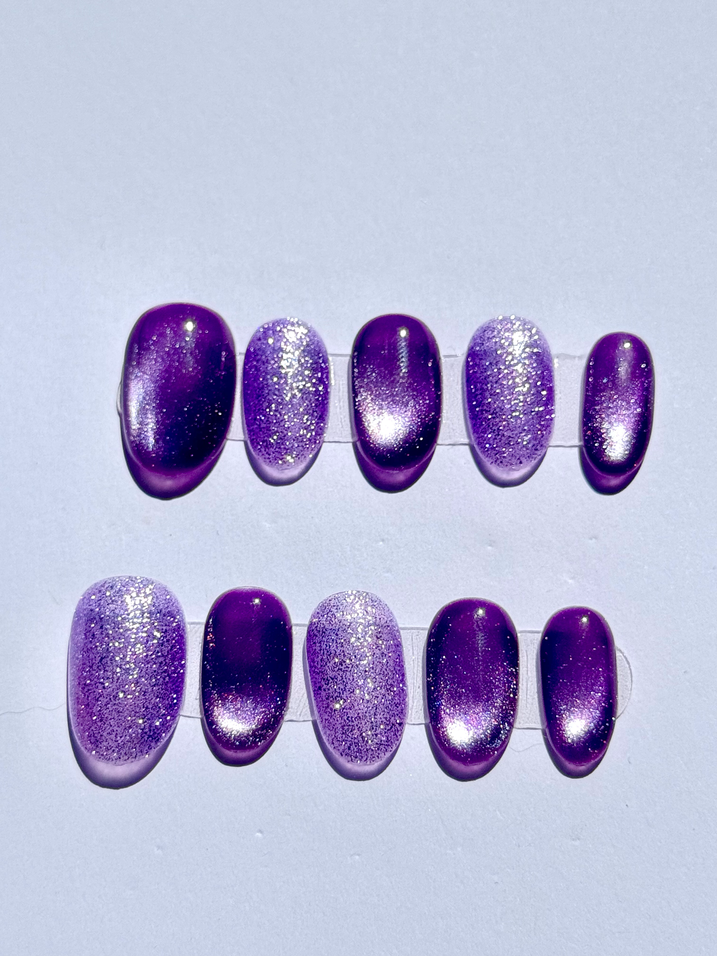 Faux Ongles Violet Ombré Pailleté