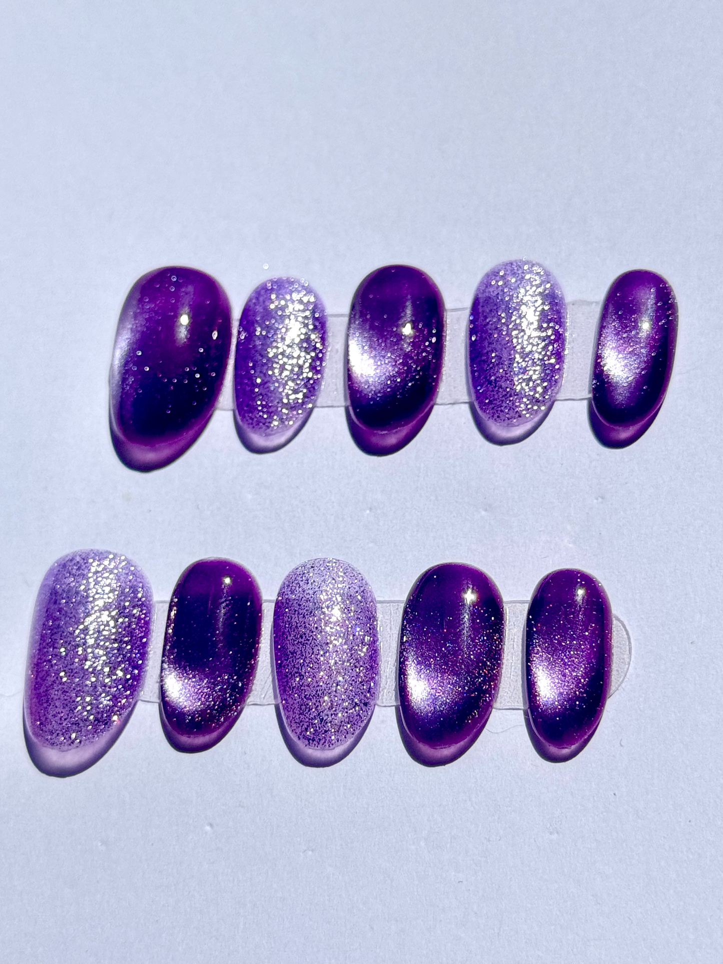 Faux Ongles Violet Ombré Pailleté