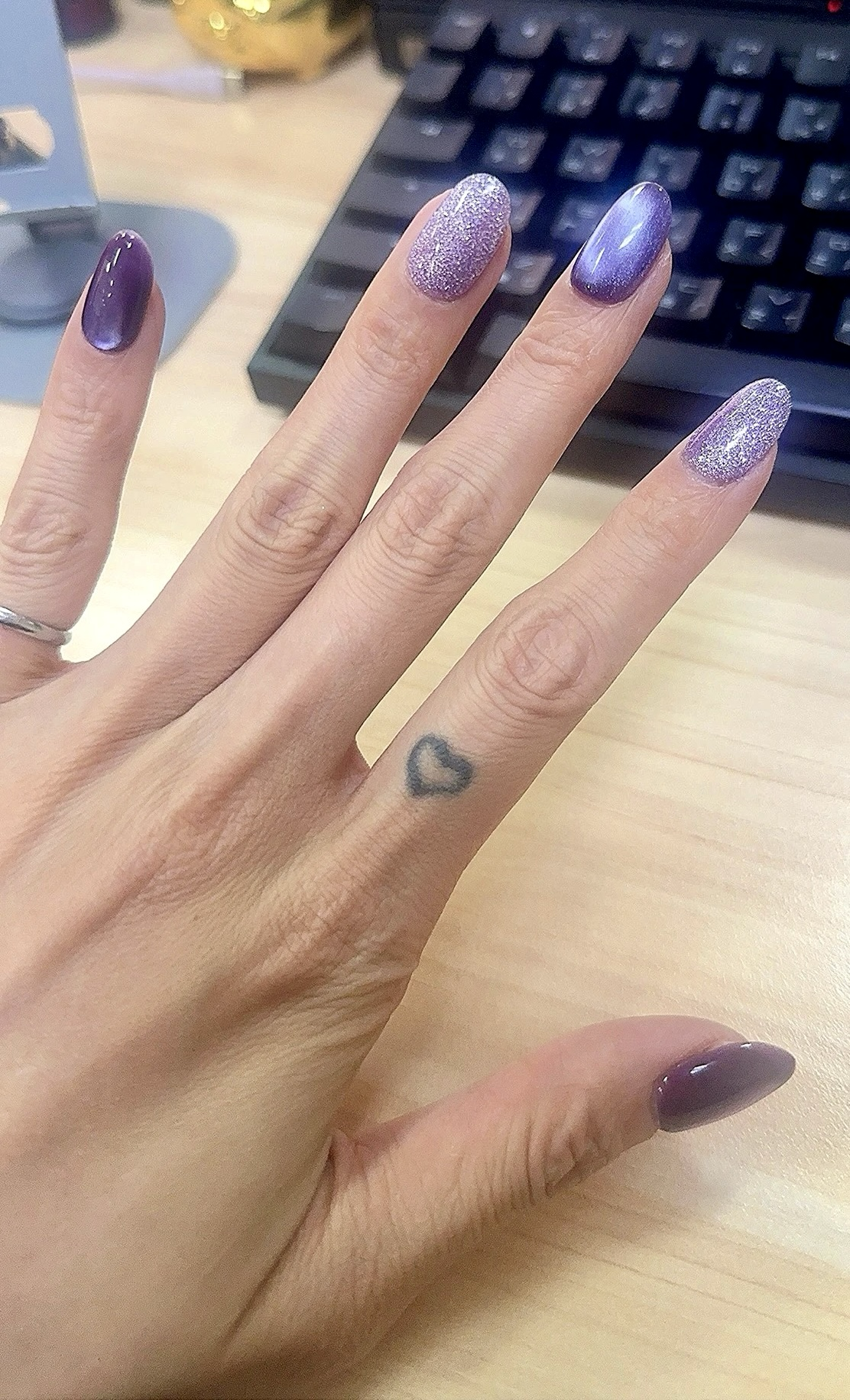 Faux Ongles Violet Ombré Pailleté