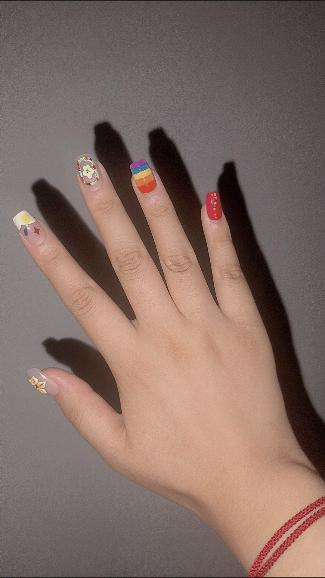 🌈rainbow press on nails