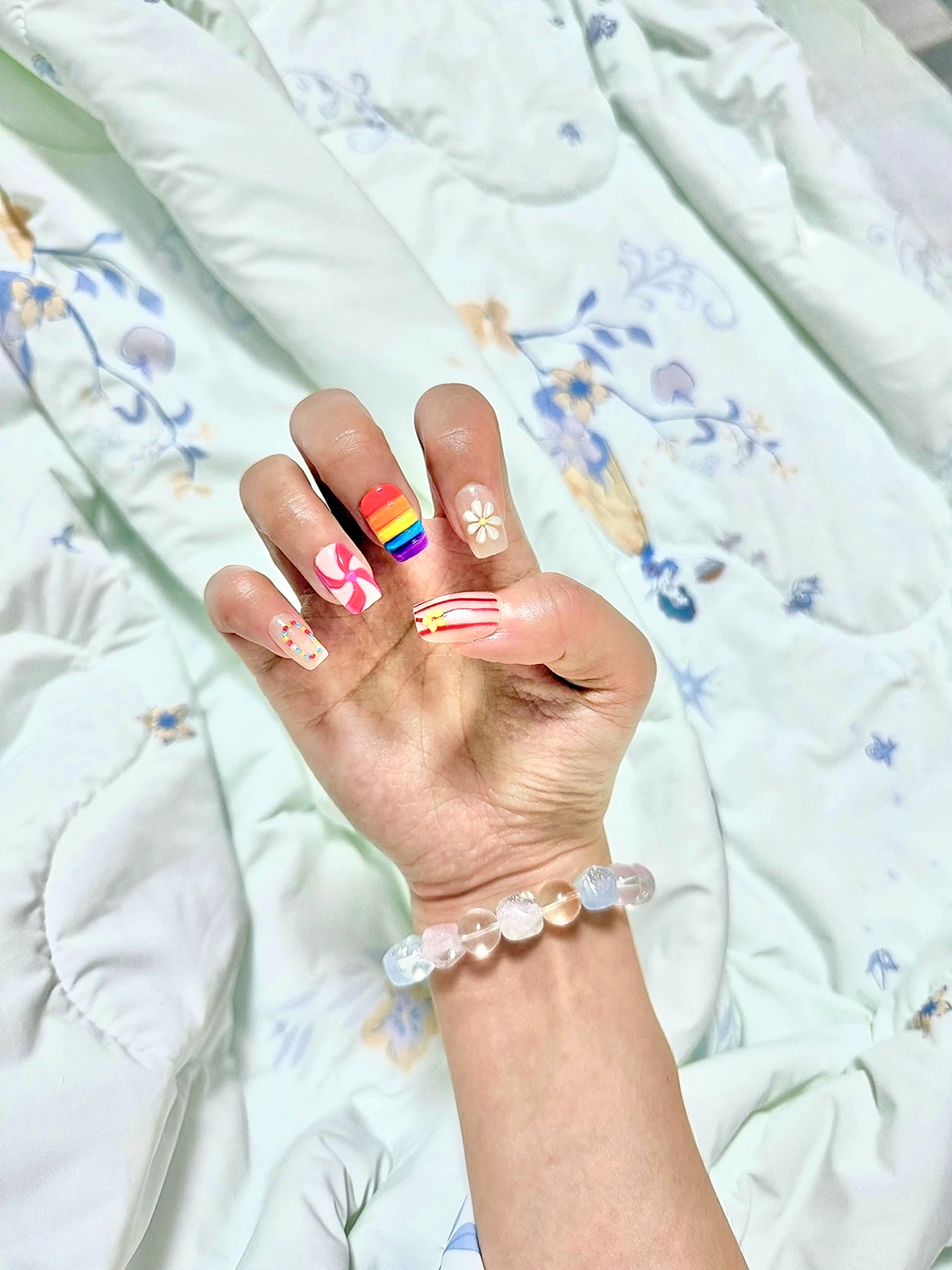 🌈rainbow press on nails