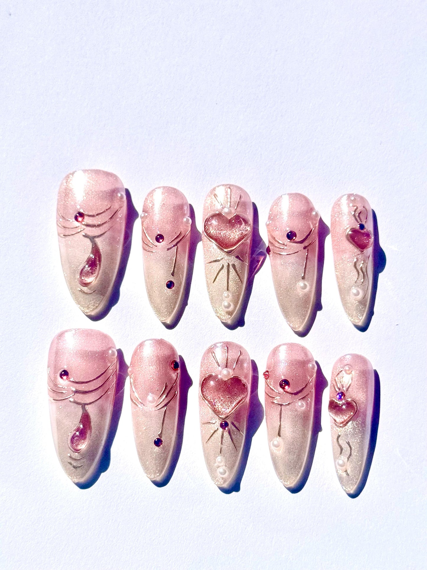 Pink Heart 3d Press on