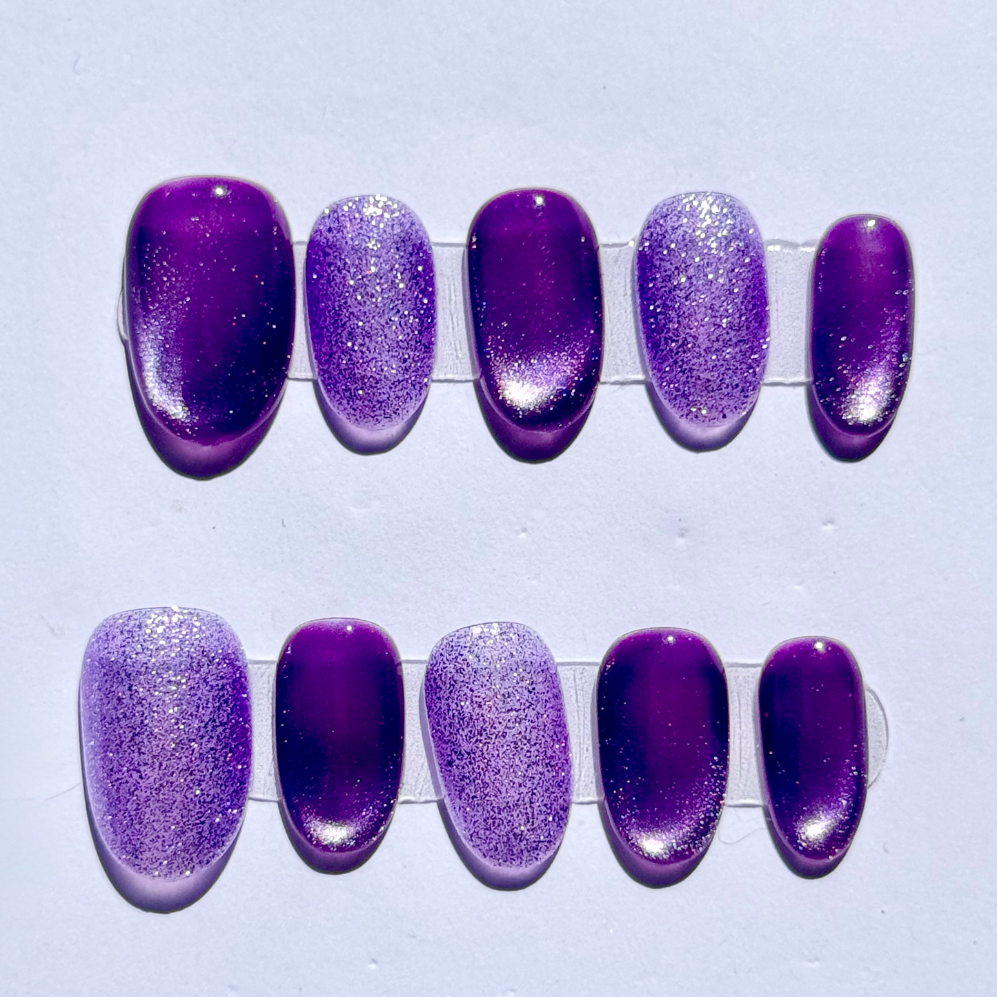 Faux Ongles Violet Ombré Pailleté