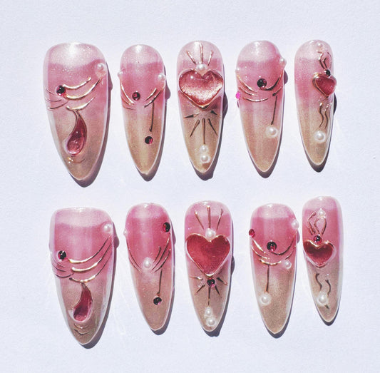 Pink Heart 3d Press on