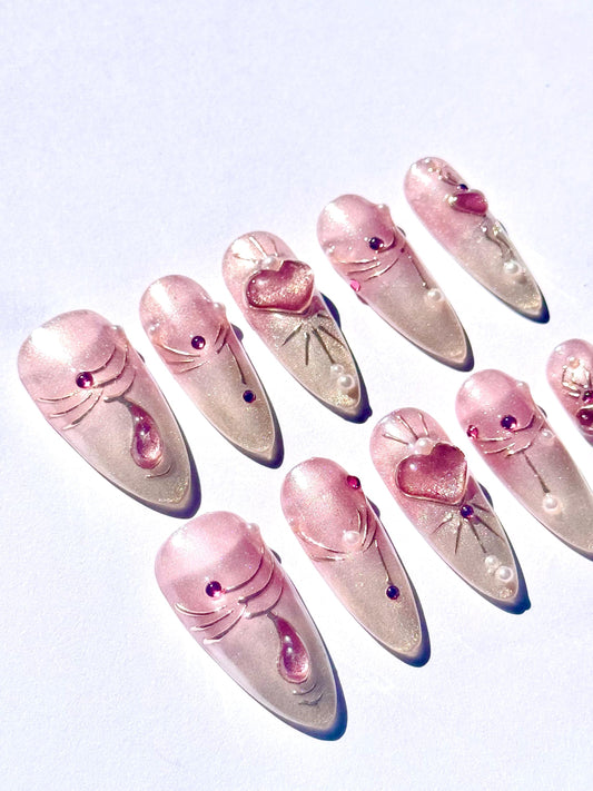 Pink Heart 3d Press on